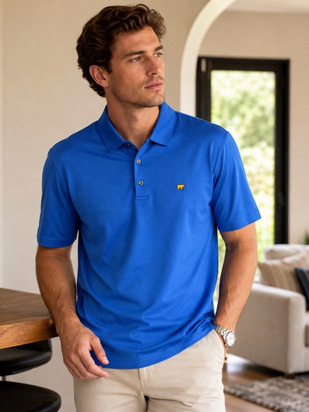 Jack Nicklaus Golden Bear Men’s Blue Performance Polo Shirt XL Golf Quiet Luxury